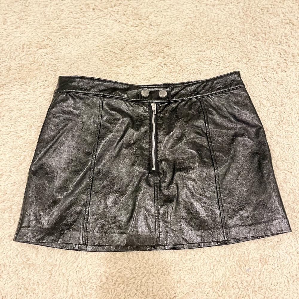 Blank NYC Faux Leather Black Mini Skirt